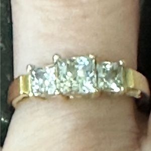 Diamonique QVC past present future anniversary band ring size 7 14kt real gold